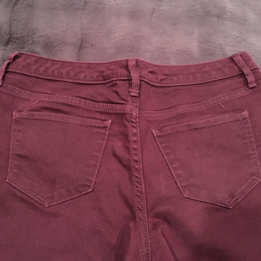 Mossimo Denim Mid-Rise Skinny Burgundy Stretch Denim (Size: 4/27R) - Picture 6 of 6